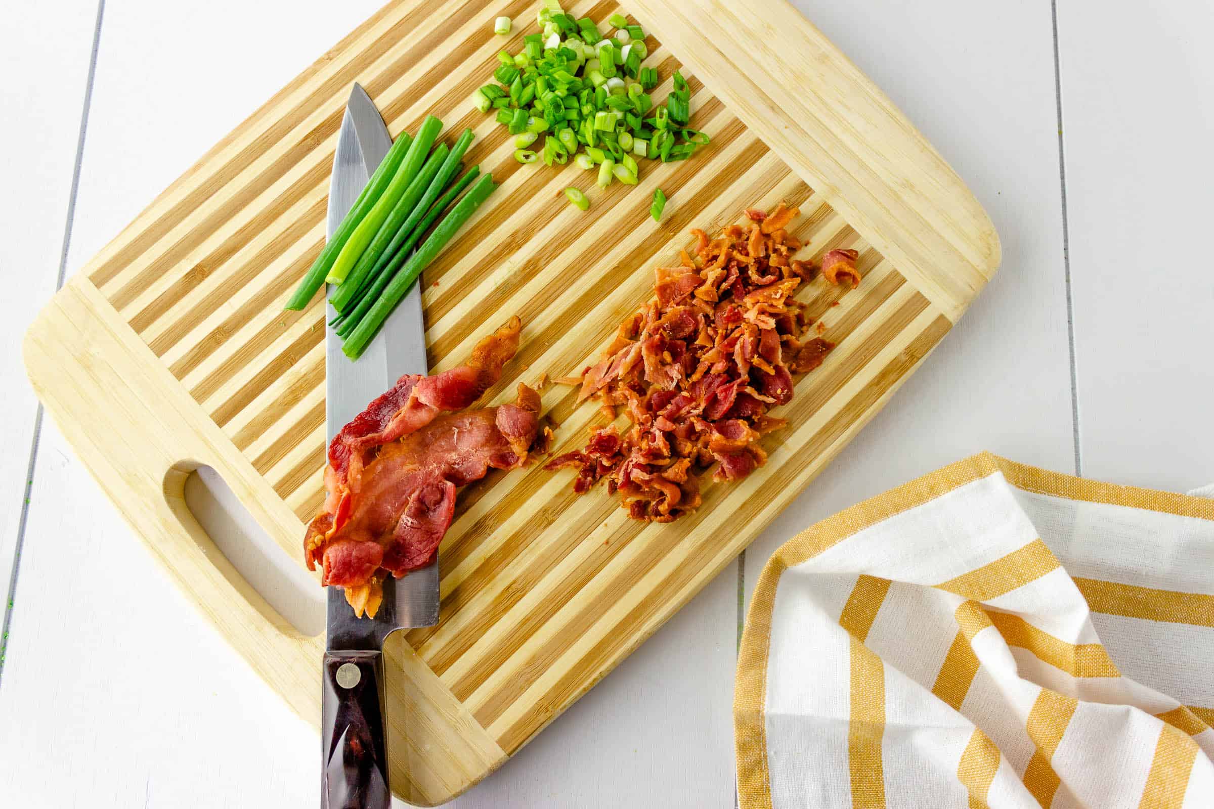 chopped bacon and green onion for baked cheese dip recipe