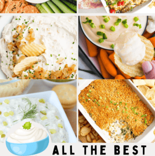 pinterest style image with sour cream dip recipes