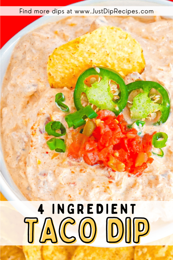 pinterest style image with 4 ingredient taco dip