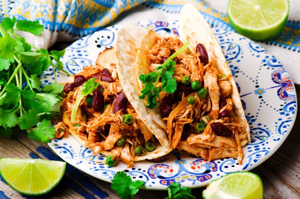 Slow Cooker Shredded Chicken Tex-Mex.selective focus