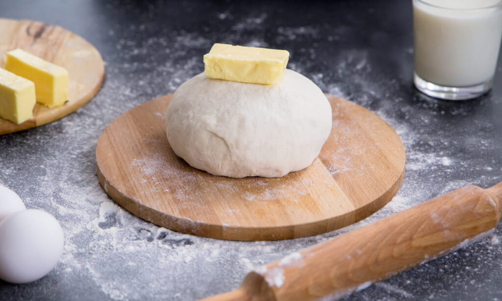 fresh dough ready for baking with ingredients