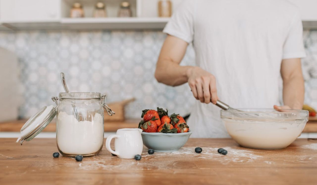 A Man Whisking a Pancake Batter