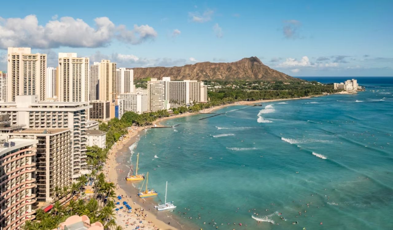 Aerial photography of Waikiki Beach