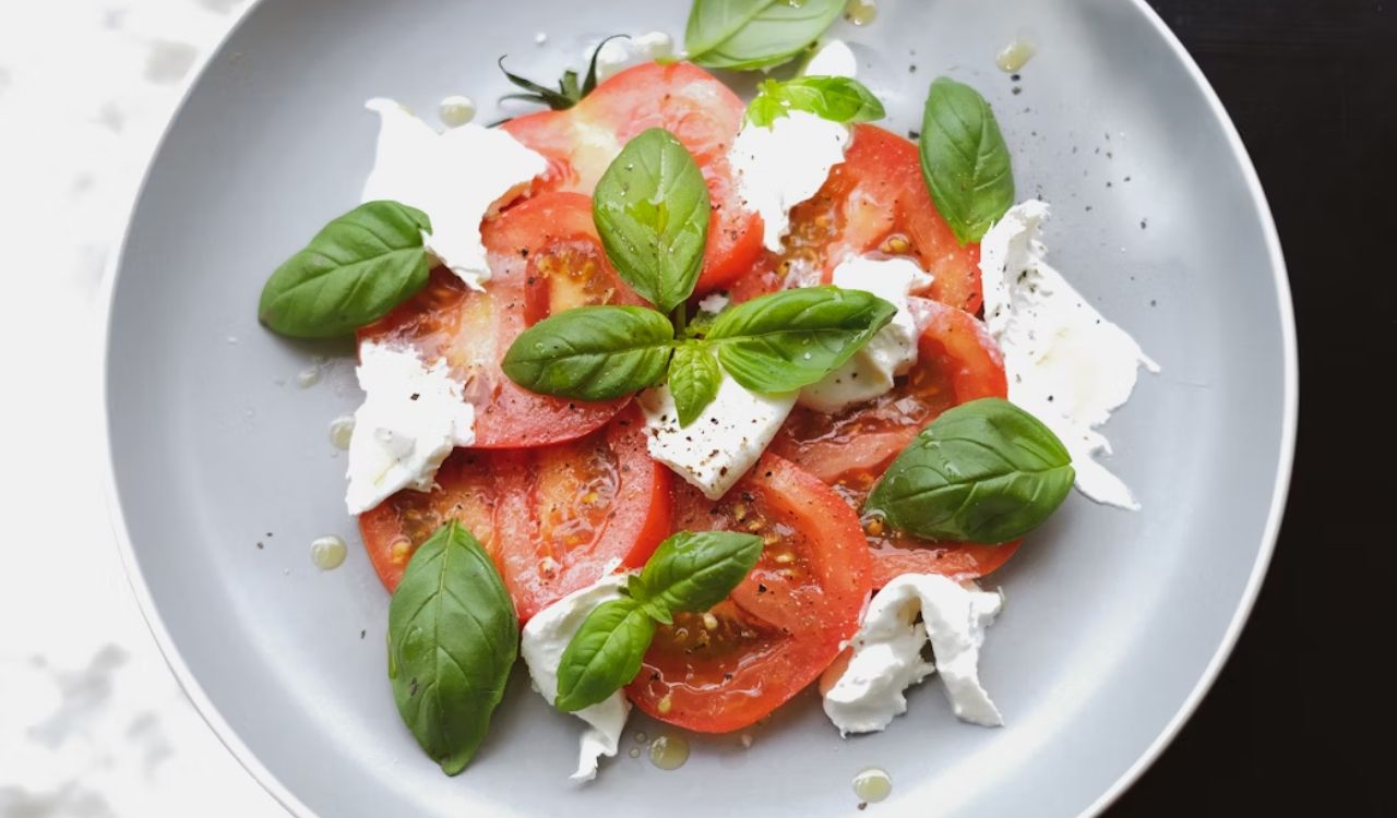 Caprese on ceramic plate