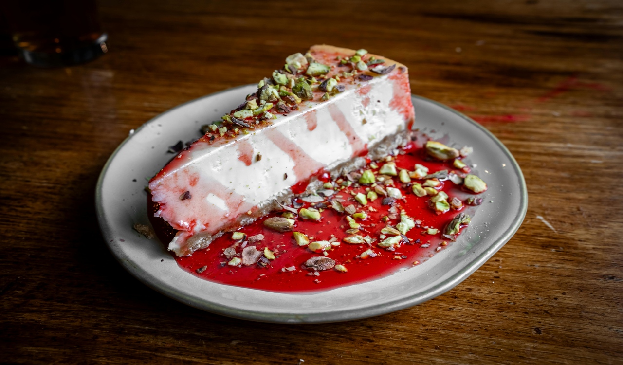 Sweet Cake with Red Sauce