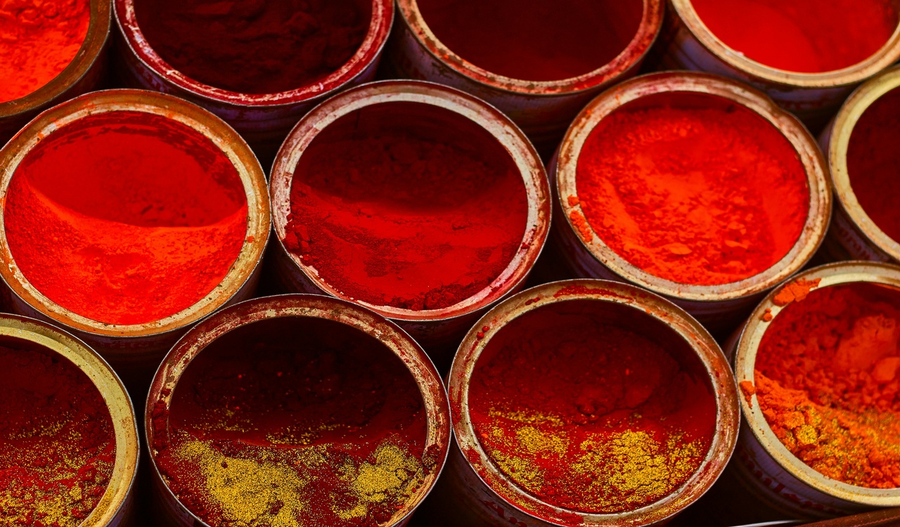 Bowls of Chili and Turmeric Powders
