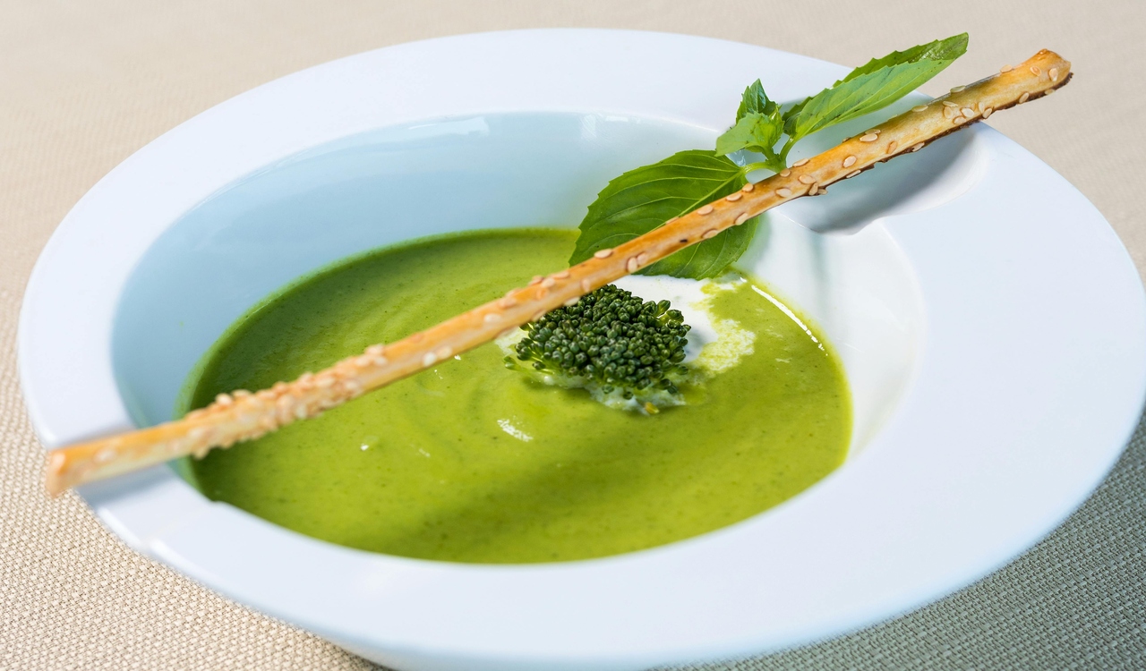 Close-Up Shot of Pea Soup