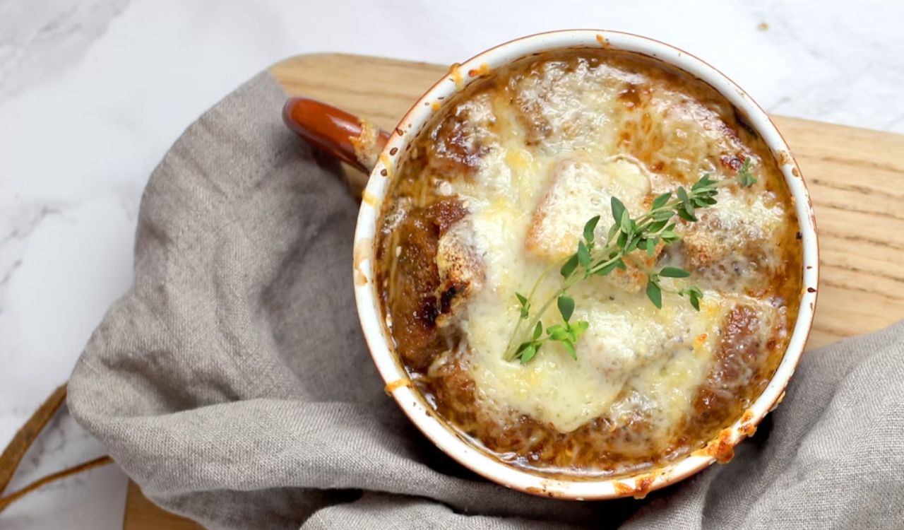 French Onion Soup with Everything Croutons