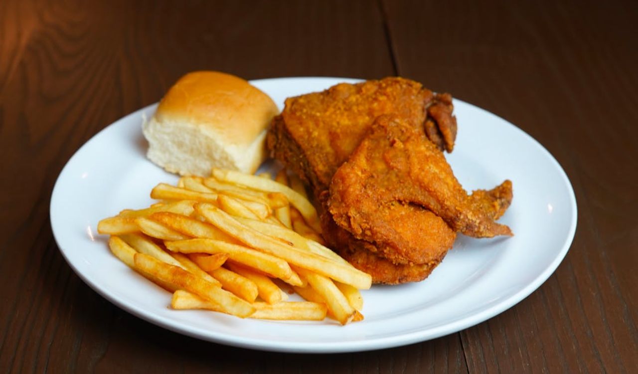 Fried Chicken Meal in White Plate