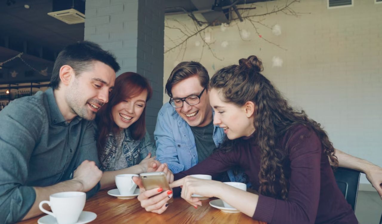 Friends laugh together
