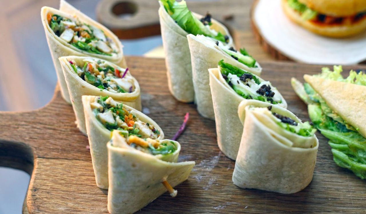 Green vegetables in a wrap