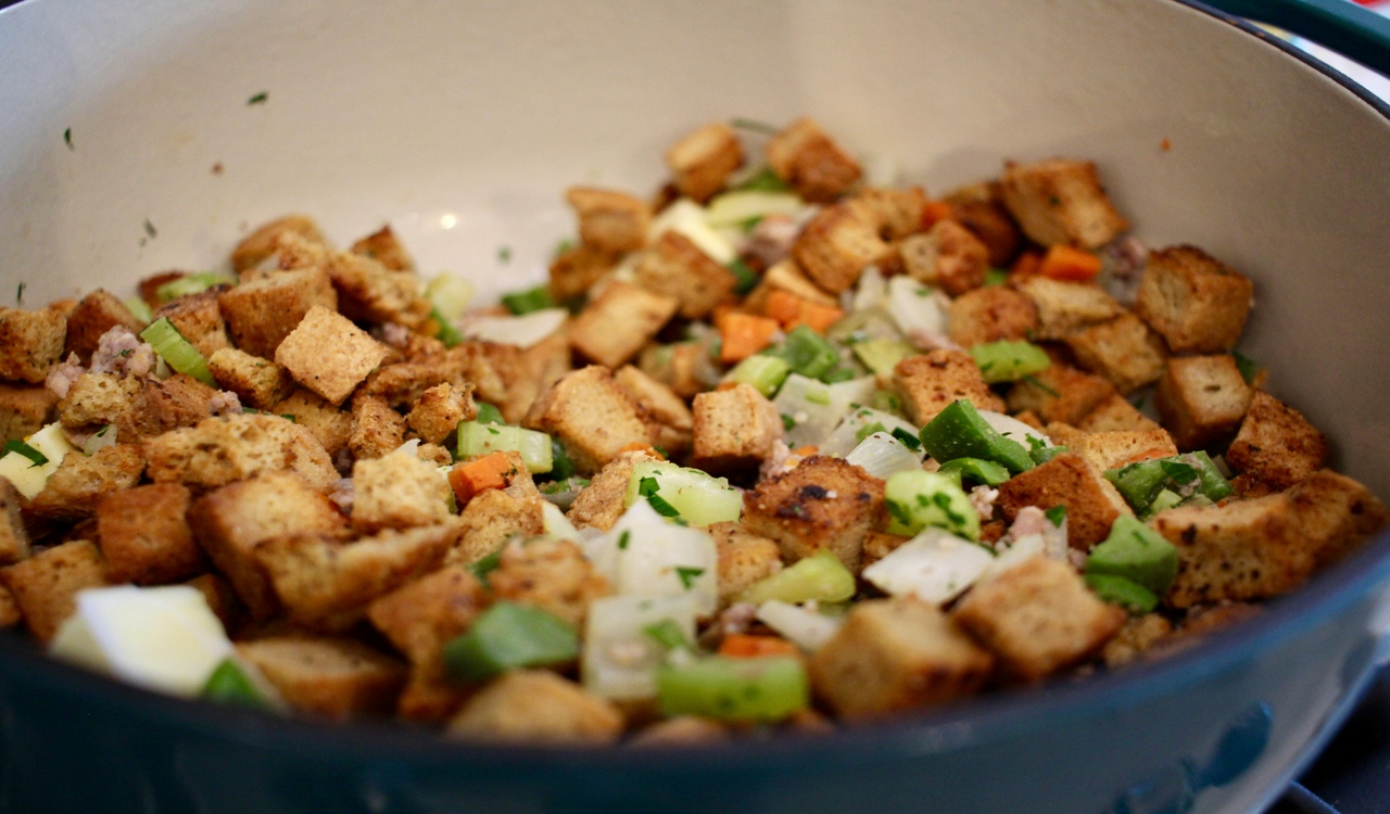 Homemade Stuffing with Vegetables in Pot