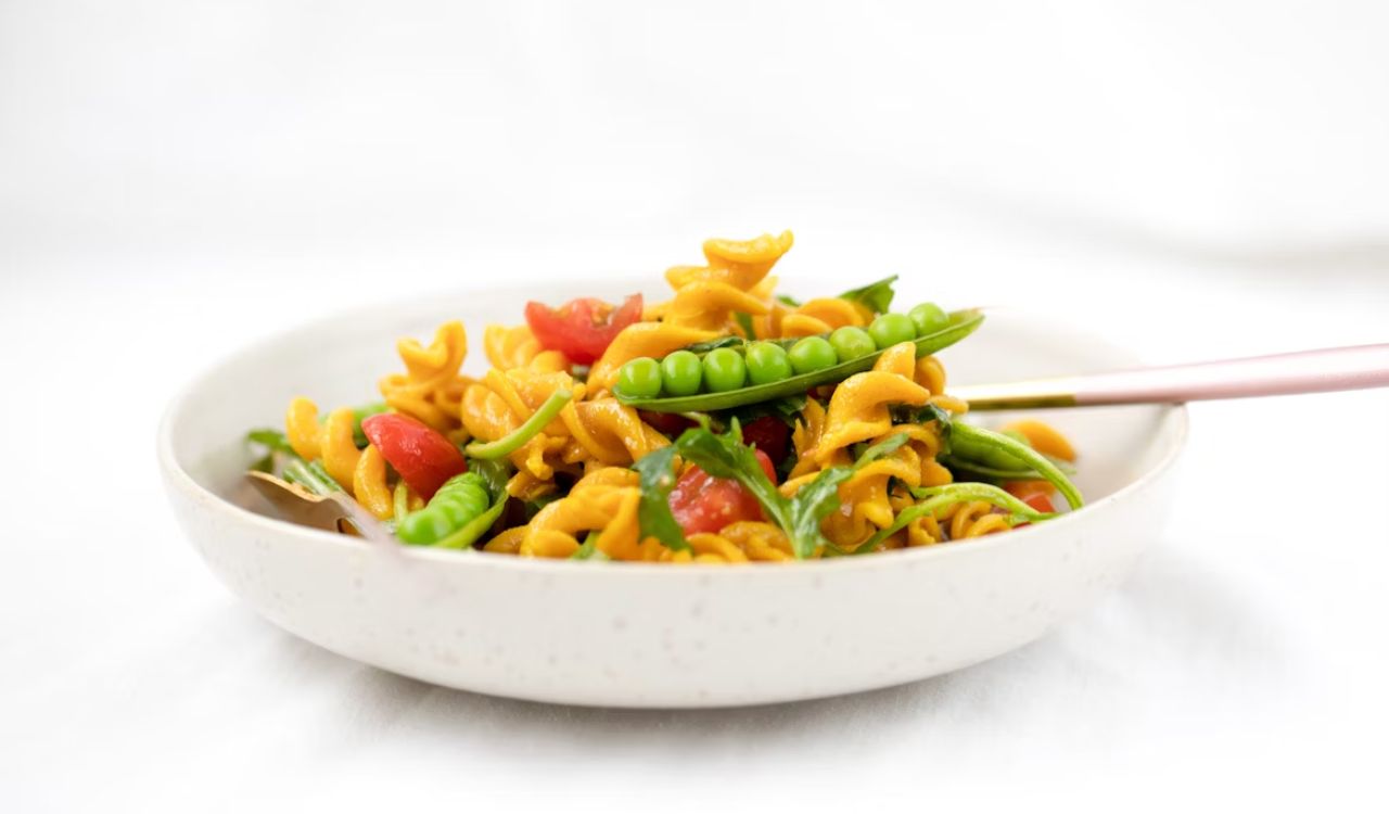 Lentil Pasta with fresh summer vegetables