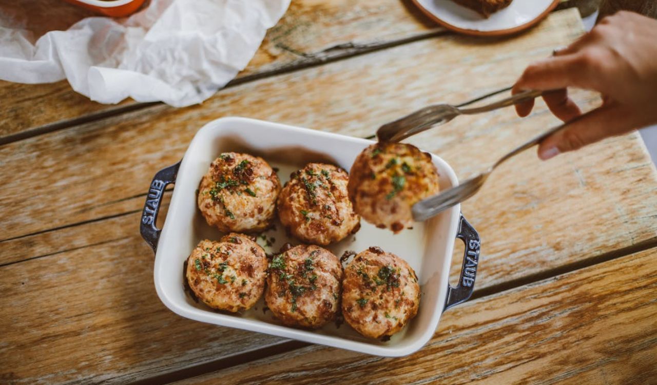 Meatballs on baking tray