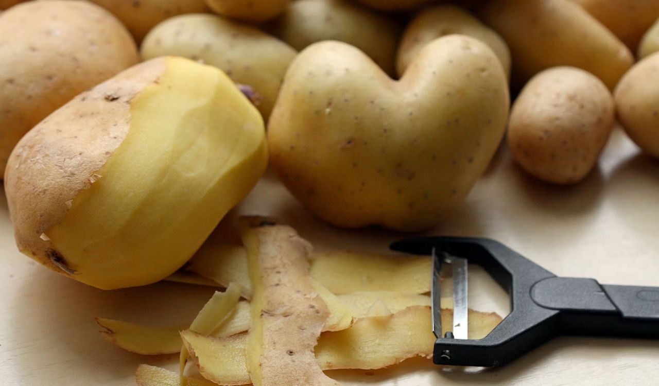 Peeling potatoes