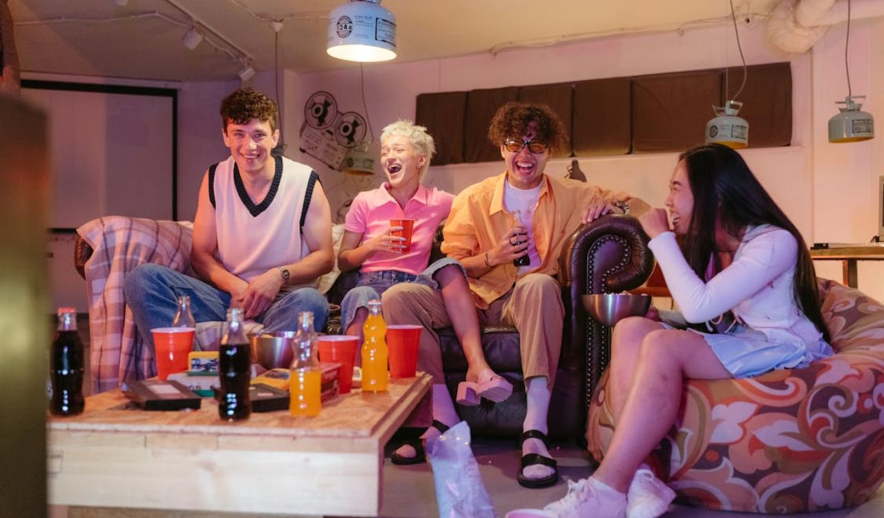 People Drinking and Laughing