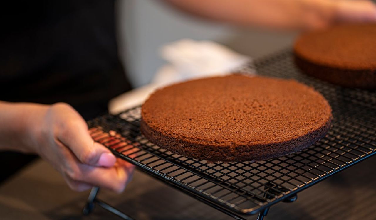 Photo of person holding cooling rack