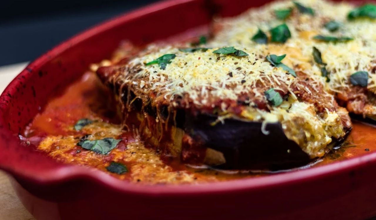 Plated Grilled Eggplant Meal