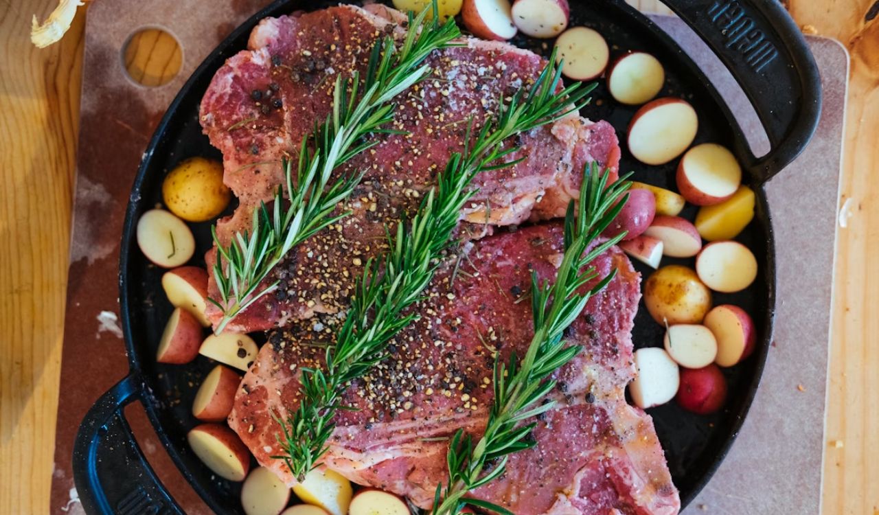 Porterhouse steak in cast iron