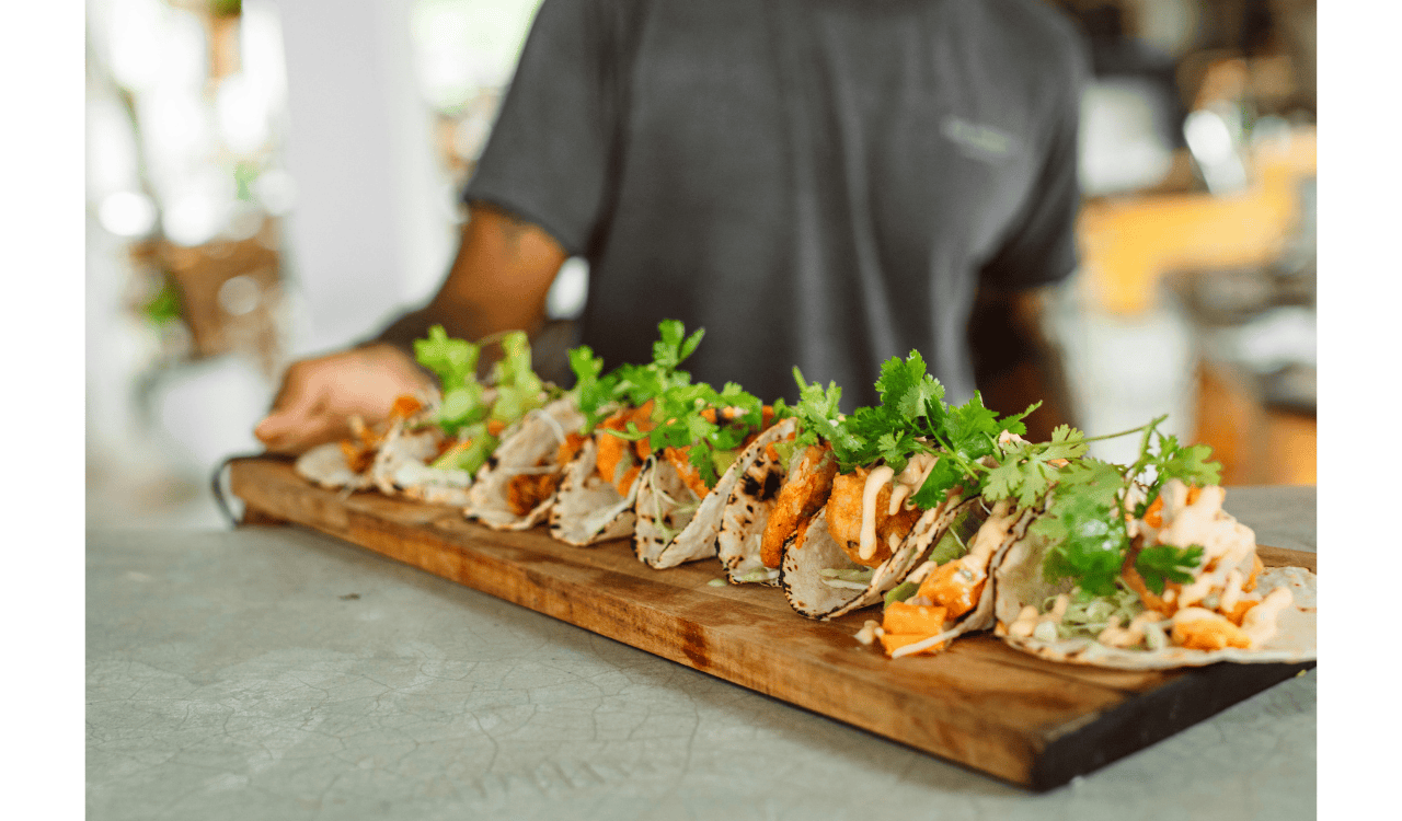 Mexican Tacos on the Wooden Board