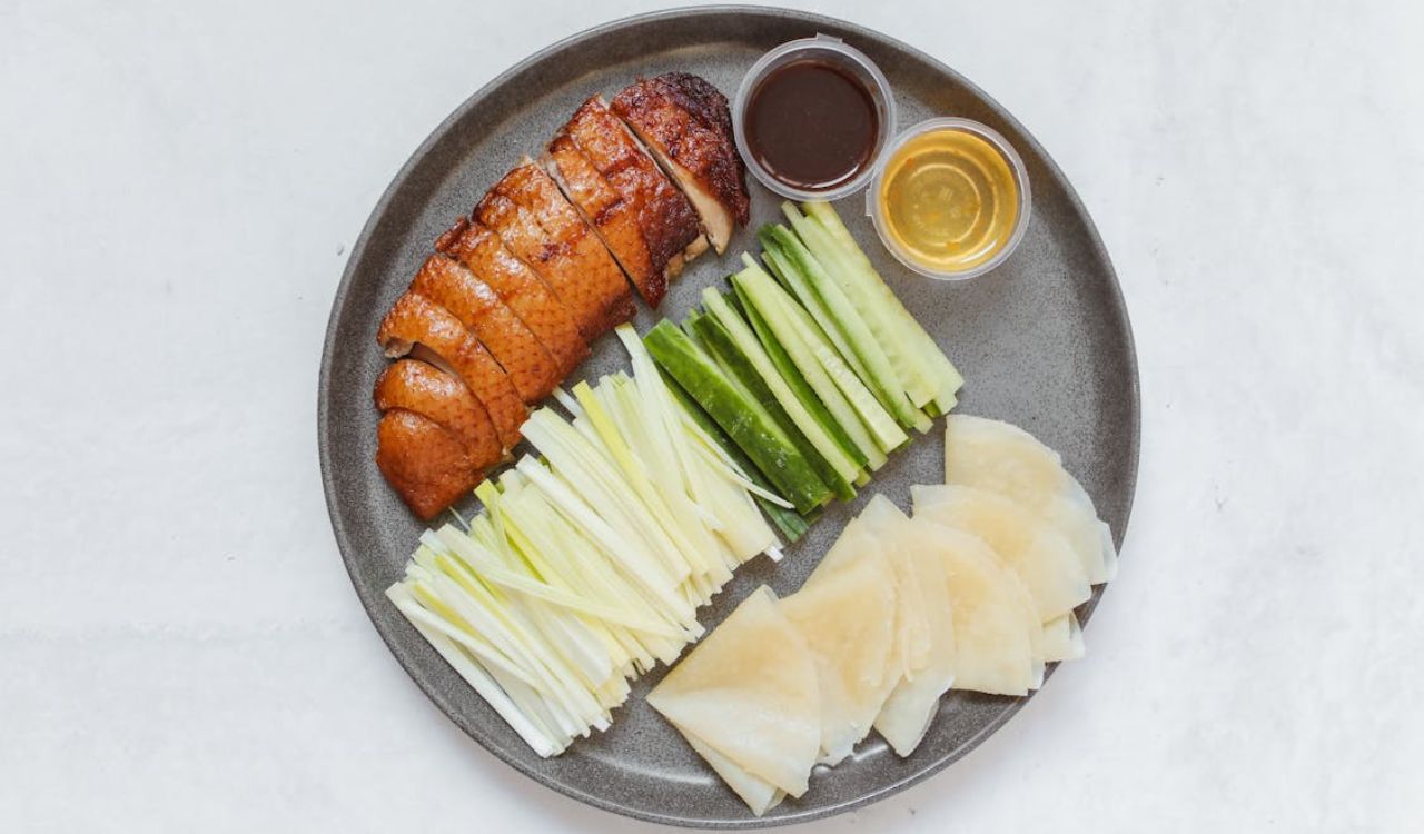 Savory Peking Duck Dish on an Earthenware