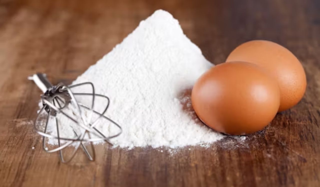 Two eggs and flour