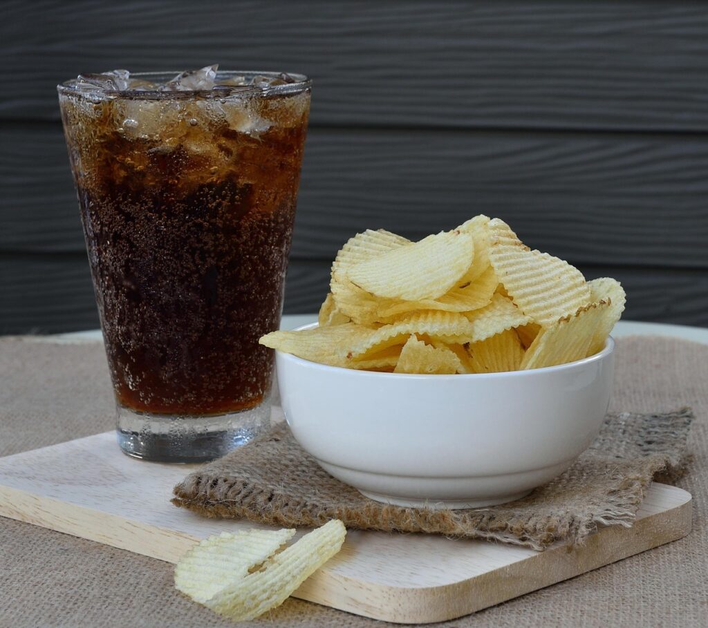 Chip, Cola, Food image.