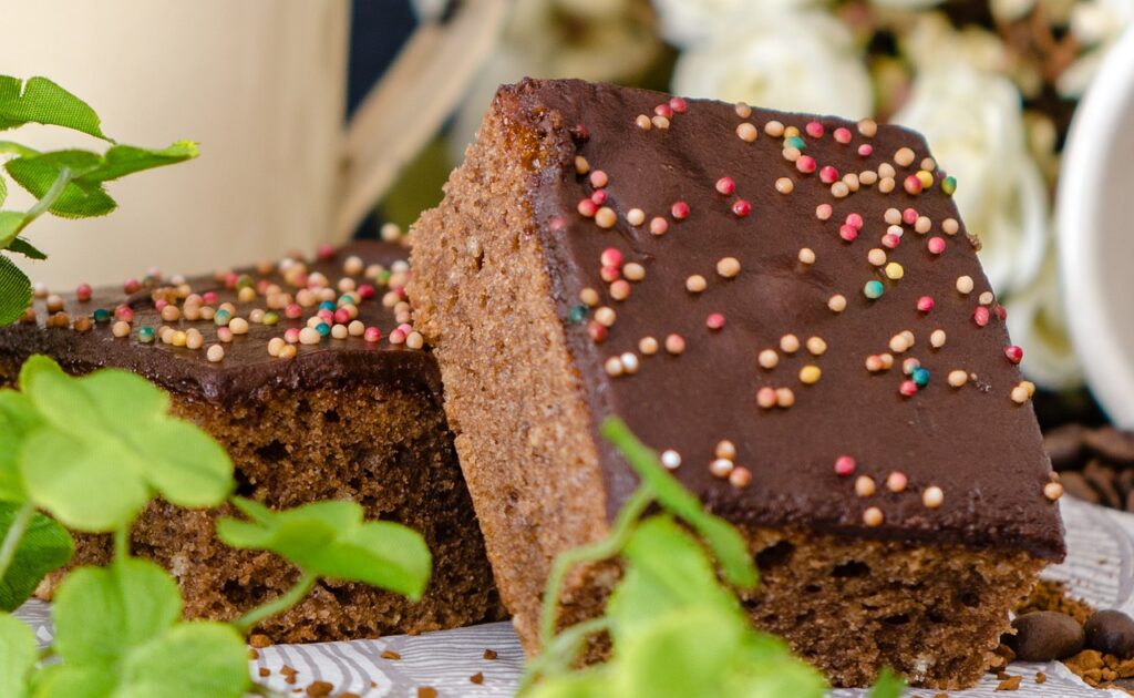 Fudgy Nutella brownies on a wooden board