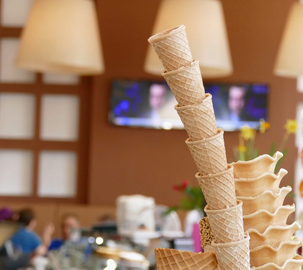Ice cream parlor, Ice cream cone, Nature image.