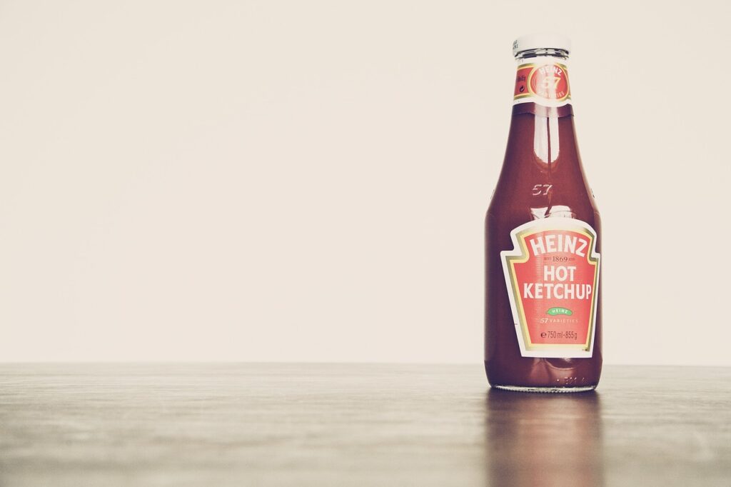 Iconic red ketchup bottle
