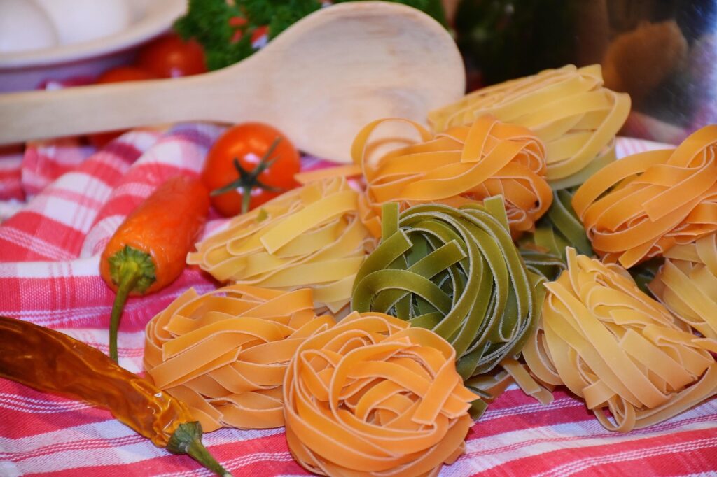 Fresh tagliatelle pasta