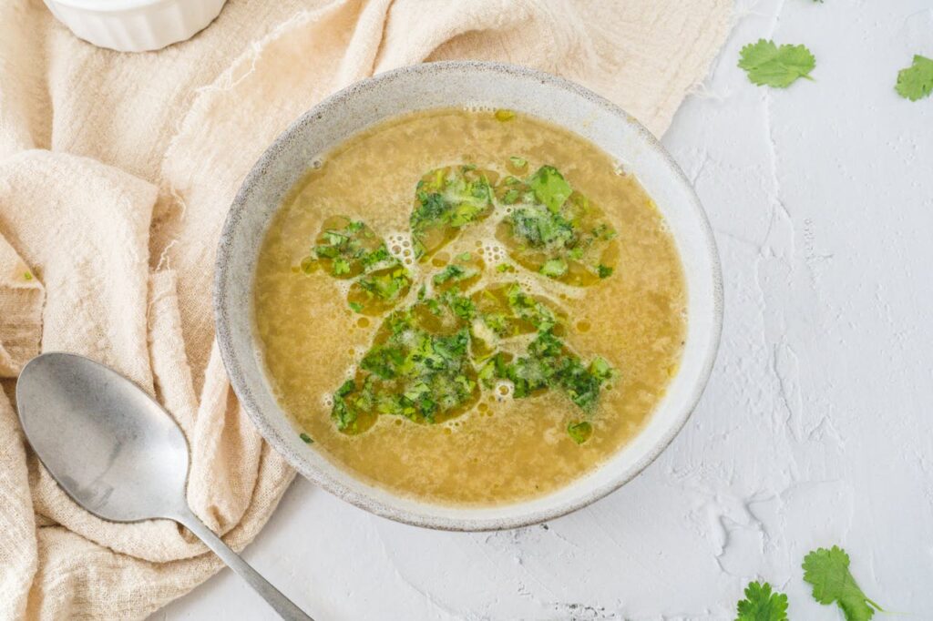 Soup Dish on White Ceramic Bowl