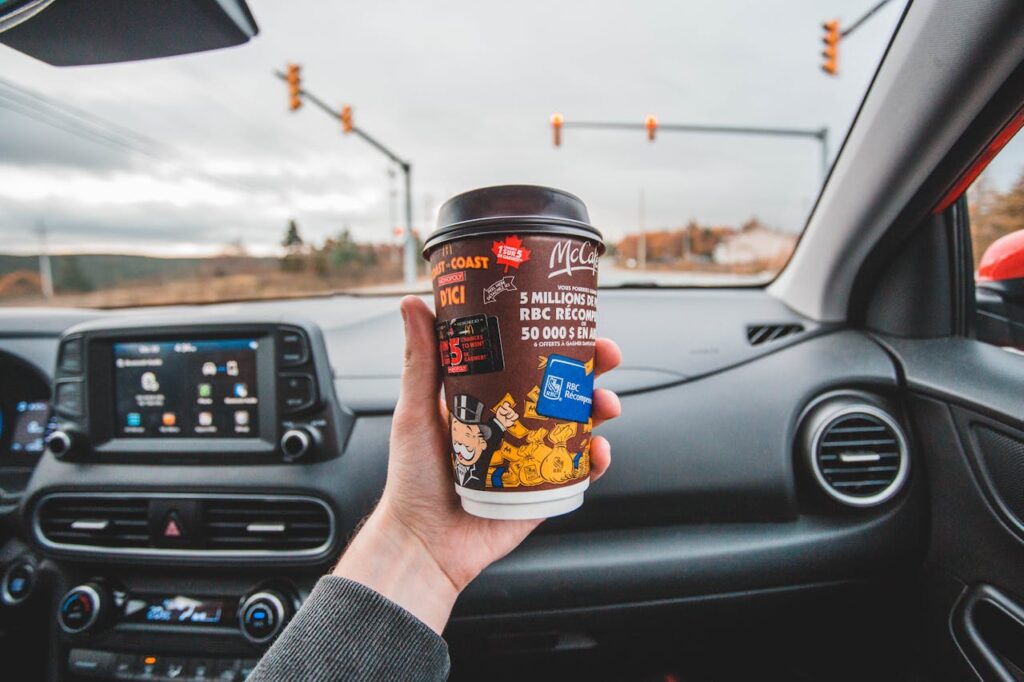 McDonald's or Dunkin’ drive-thru focused on coffee orders.