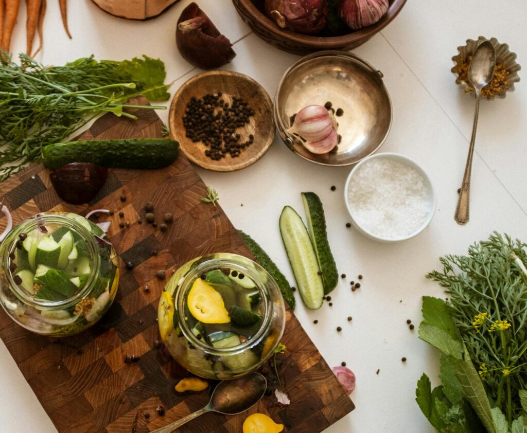 Sliced Cucumber and Assorted Ingredients