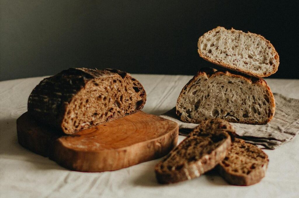Loaves of fresh sourdough bread