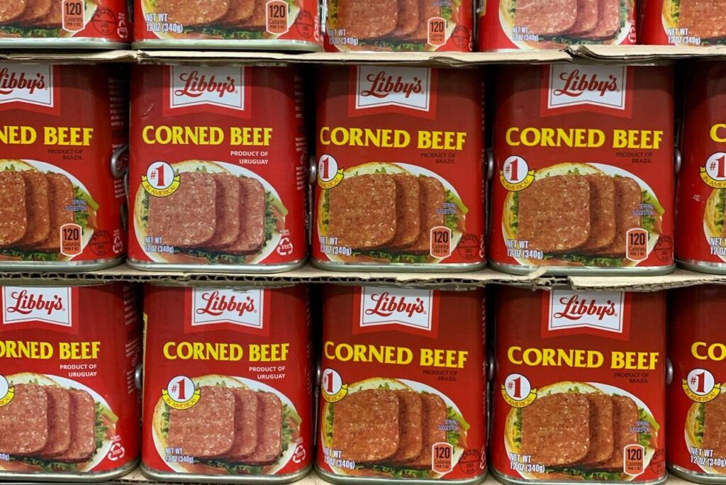 Full Shot of Canned Beef on Shel