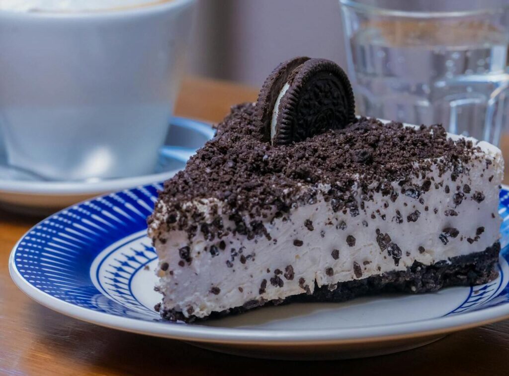 A slice of Oreo Dream Extreme cheesecake.