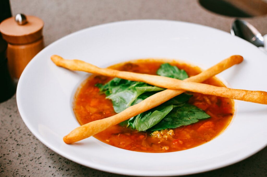 Breadsticks and soup combo.