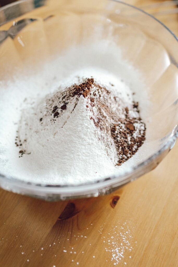 A Bowl of Flour and Chocolate Powder in a Bowl