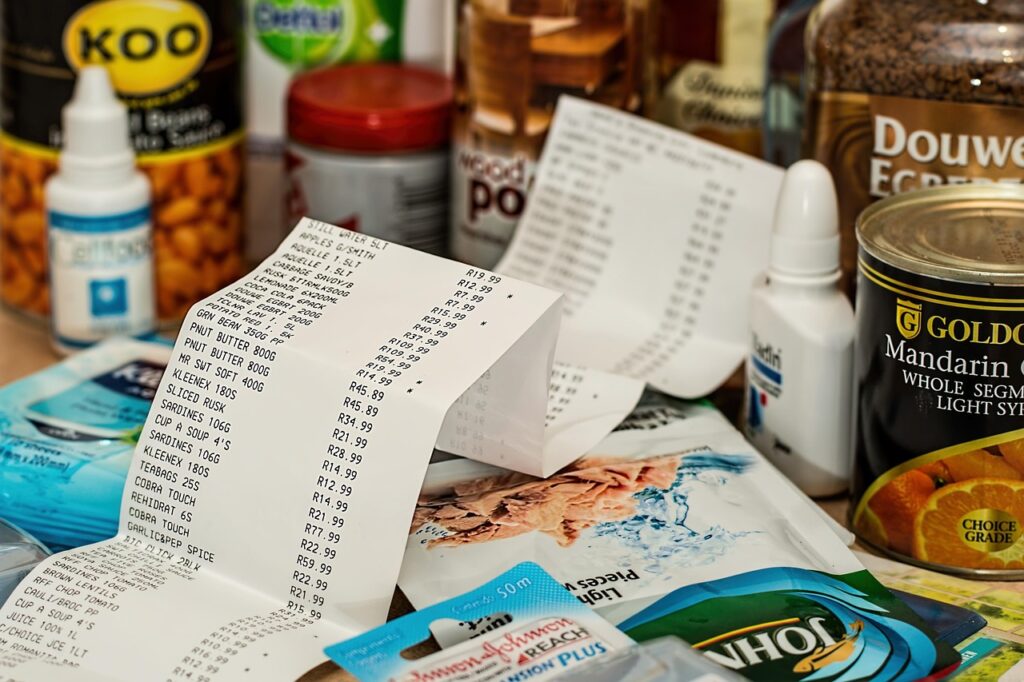 Shopping, Spending, Till slip image.
