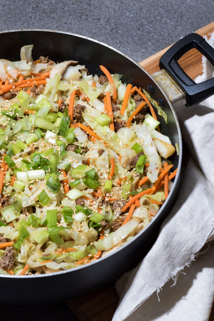 Beef and Cabbage Stir Fry with fresh vegetable 