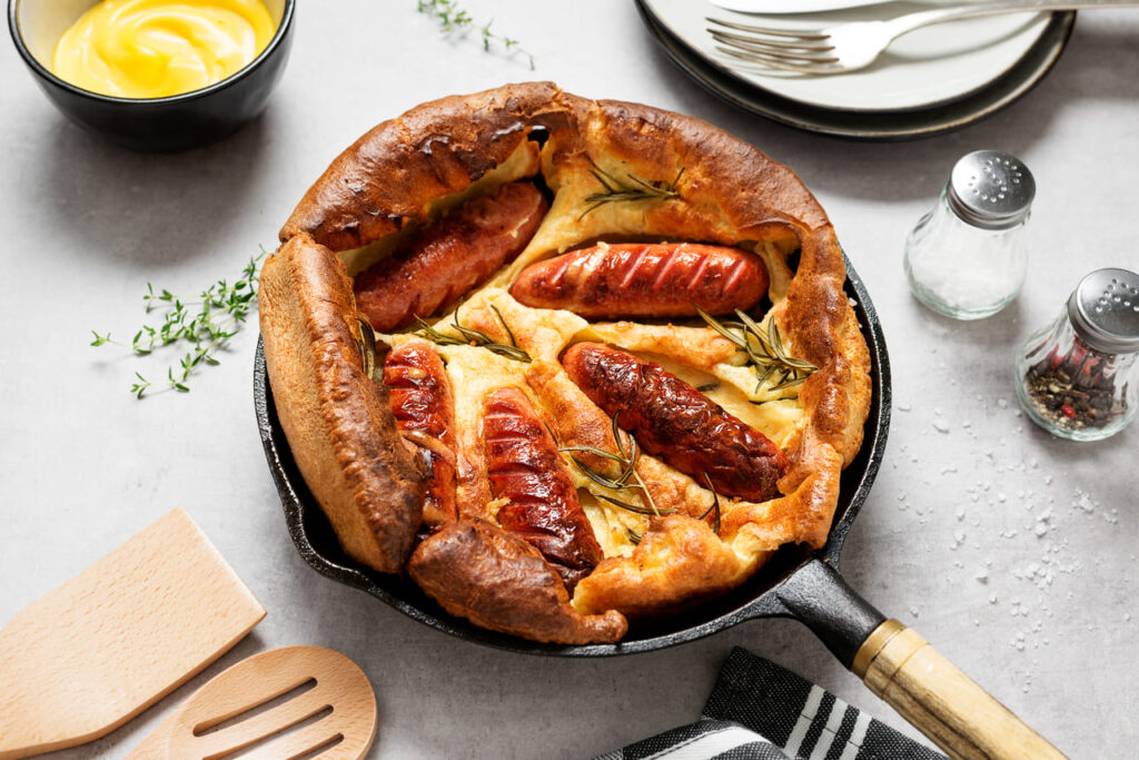 toad in the hole-mix of leftover cooked potatoes and cabbage, fried together until crisp and golden.