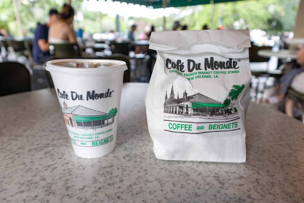 Beignets with a cup of chicory coffee in New Orleans.