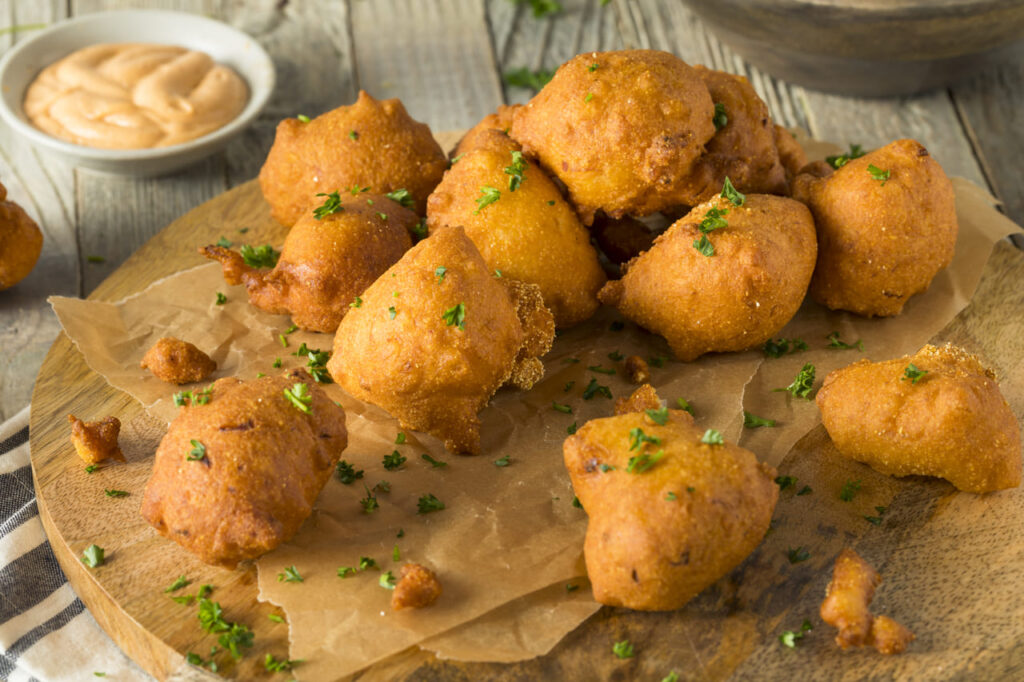 Homemade Deep Fried Hush Puppy Corn Fritters