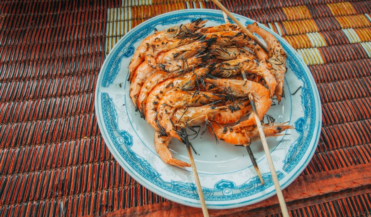 Cooked Prawns on a Plate