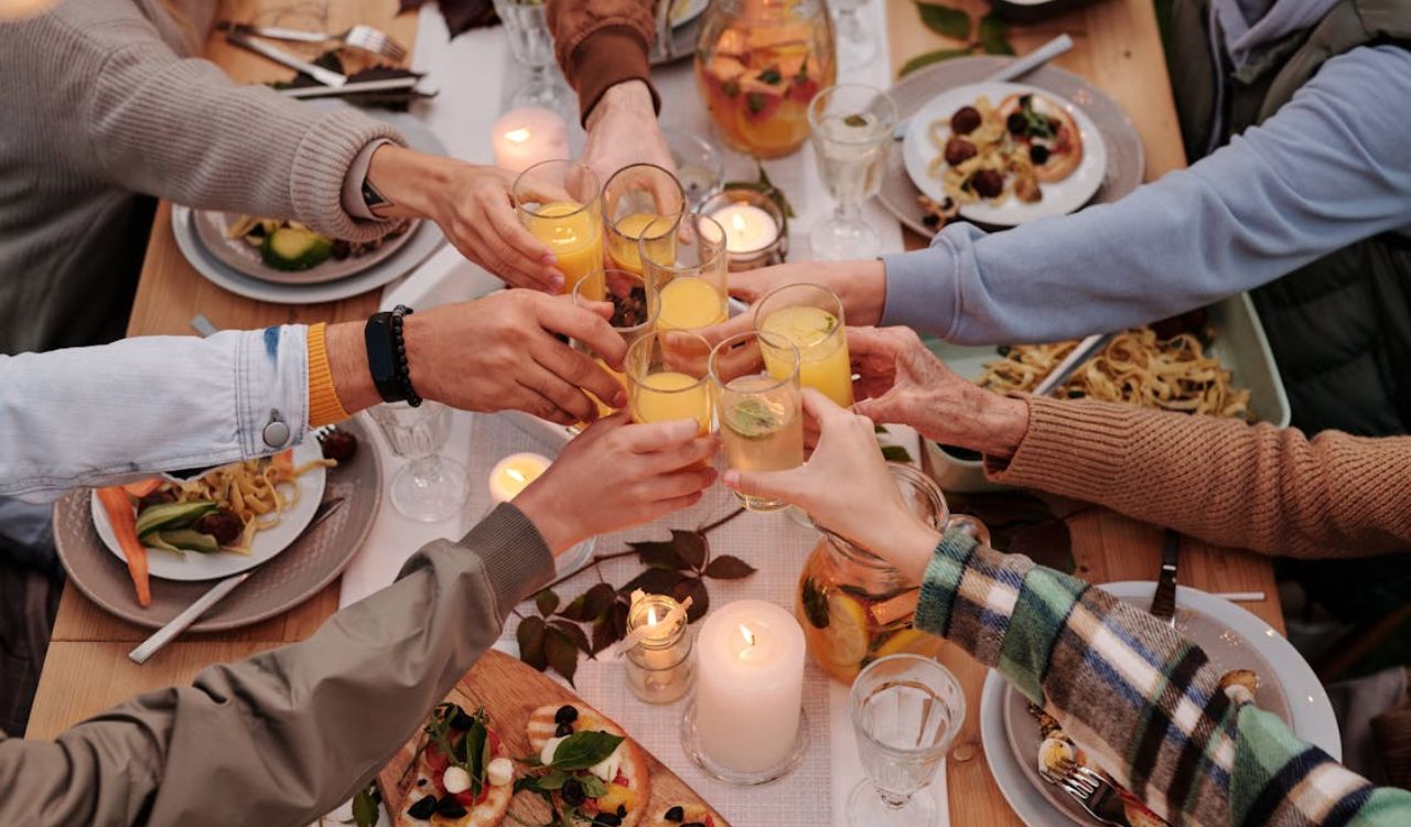 Dinner table with food